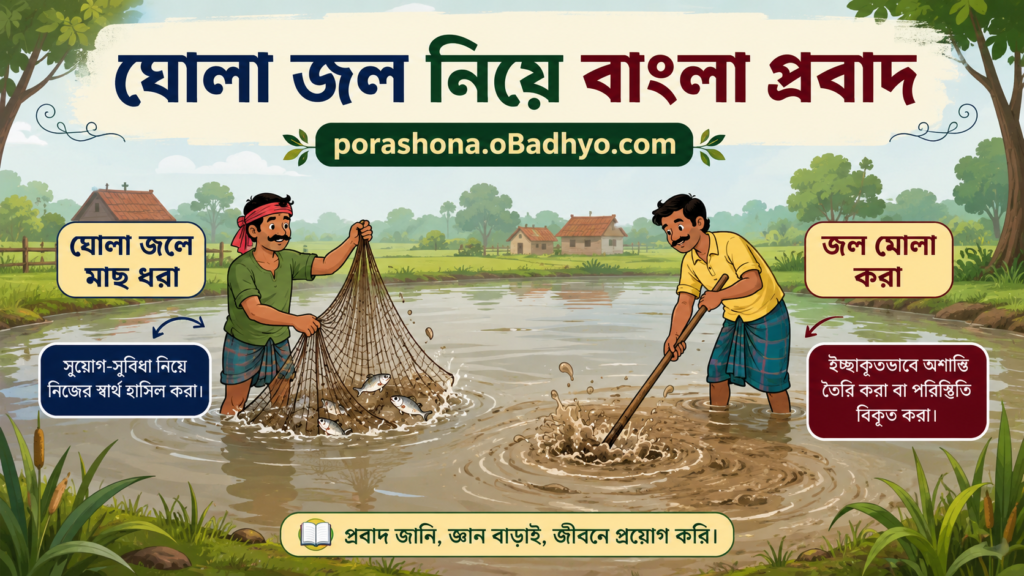 ঘোলা জল নিয়ে বাংলা প্রবাদ, বাগধারা ,ও প্রচলিত উক্তি | অর্থ, ব্যাখ্যা ও উদাহরণ