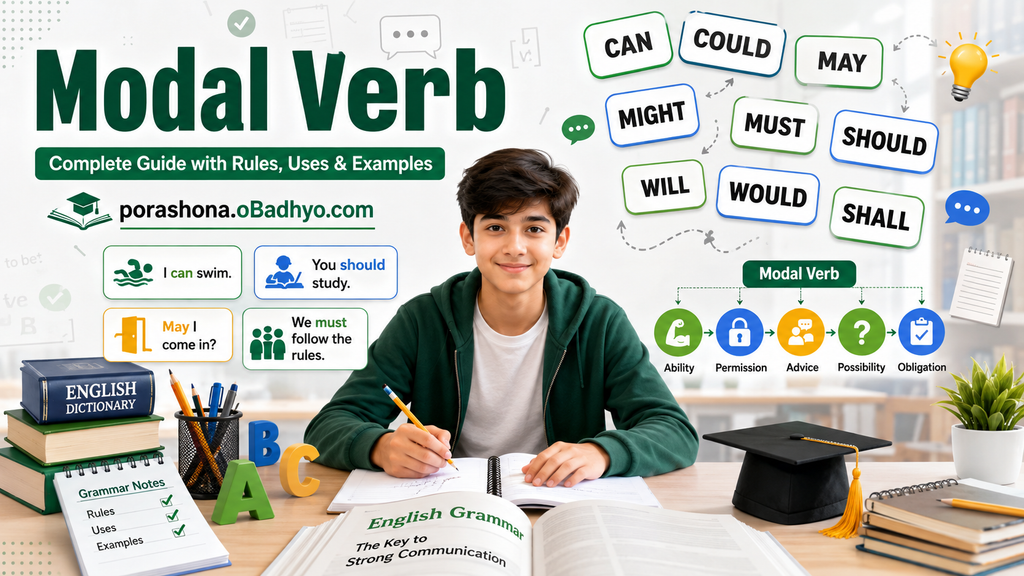 Modal Verb কী? সহজ ভাষায় Modal Verb শেখার সম্পূর্ণ গাইড (Rules, Examples & Uses)
